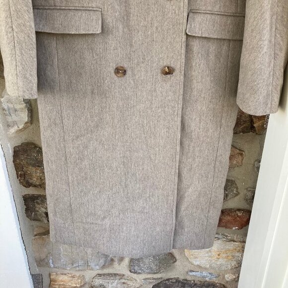 NOTHING WRITTEN COLLARLESS LAMBSWOOL COAT in Oatmeal Women's Medium MSRP $665 - Picture 7 of 12